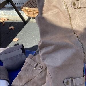 Taupe Knee-High Boots with Buckle Detail